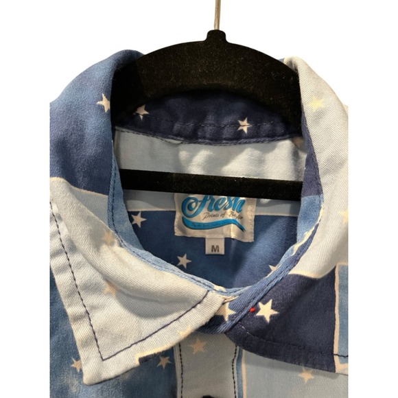 Fresh Prince Of Bel Air Shacket Long Sleeve Size Medium Men's Stars Blue Button - Picture 2 of 7